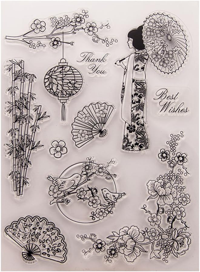 fivekim Decorative Stamps Clear-Flower Bird Clear Silicone Seal Stamp DIY Album Scrapbooking Photo Card Decor