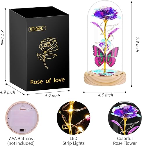 Miniatura 7 de Otlonpe Rose Flower Gifts for Women,Valentines Day Gifts for Her,Birthday Gifts for Women,Gifts for Mom,Light Up Glass Rose Gifts for Girlfriend