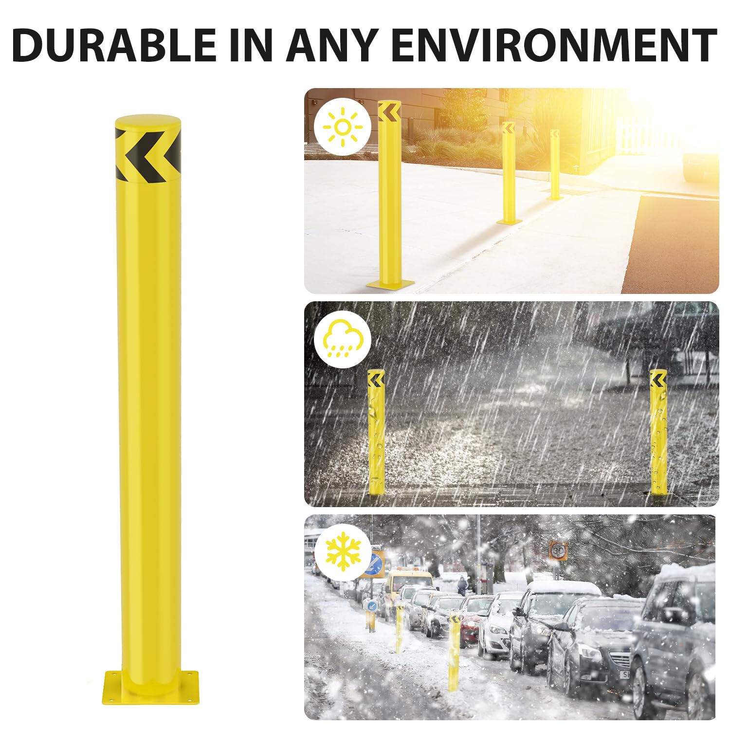 Nilight Safety Bollard, 48 inches Height Steel Bollard Post High High Visibility, 1 Pack