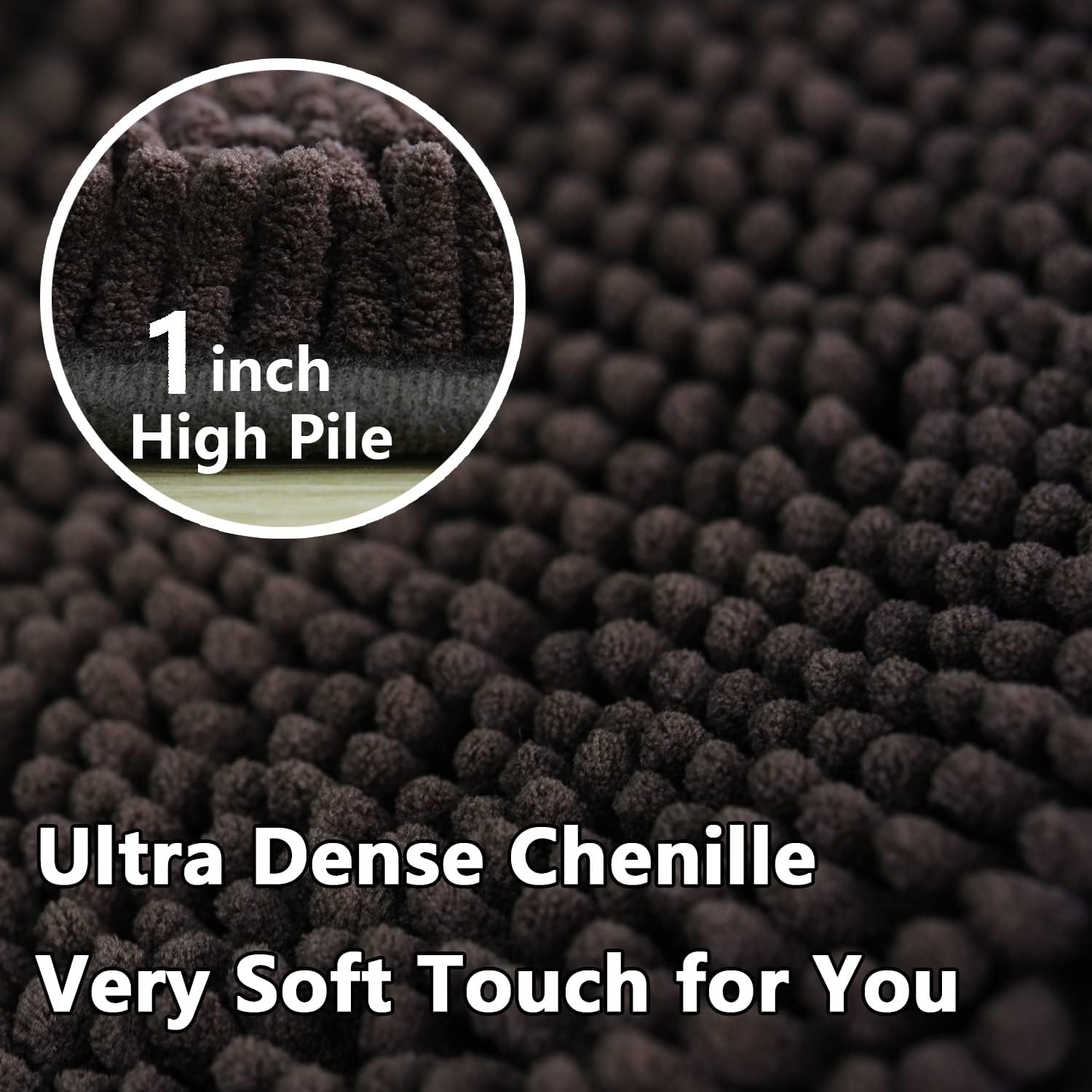 Bathroom Rugs Sets 2 Piece, Extra Soft Chenille Bath Mat Ultra Absorbent Bathroom Rug, Bathroom Mat with Sturdy PVC Non-Slip Bottom, Machine Washable Bath Rugs (20x32 Inch + 16x24 Inch, Coffee) - Image 5