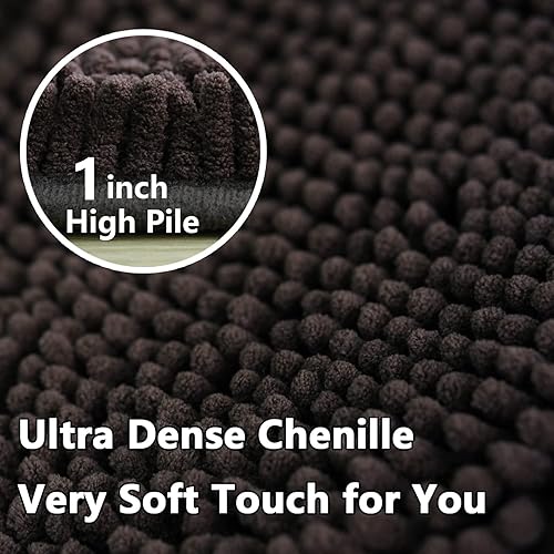 Miniatura 5 de BOANKODU Juego de 2 alfombras de baño absorbentes para baño, felpilla muy suave, antideslizante, 32 x 20 pulgadas + 20 x 20 pulgadas, alfombra de