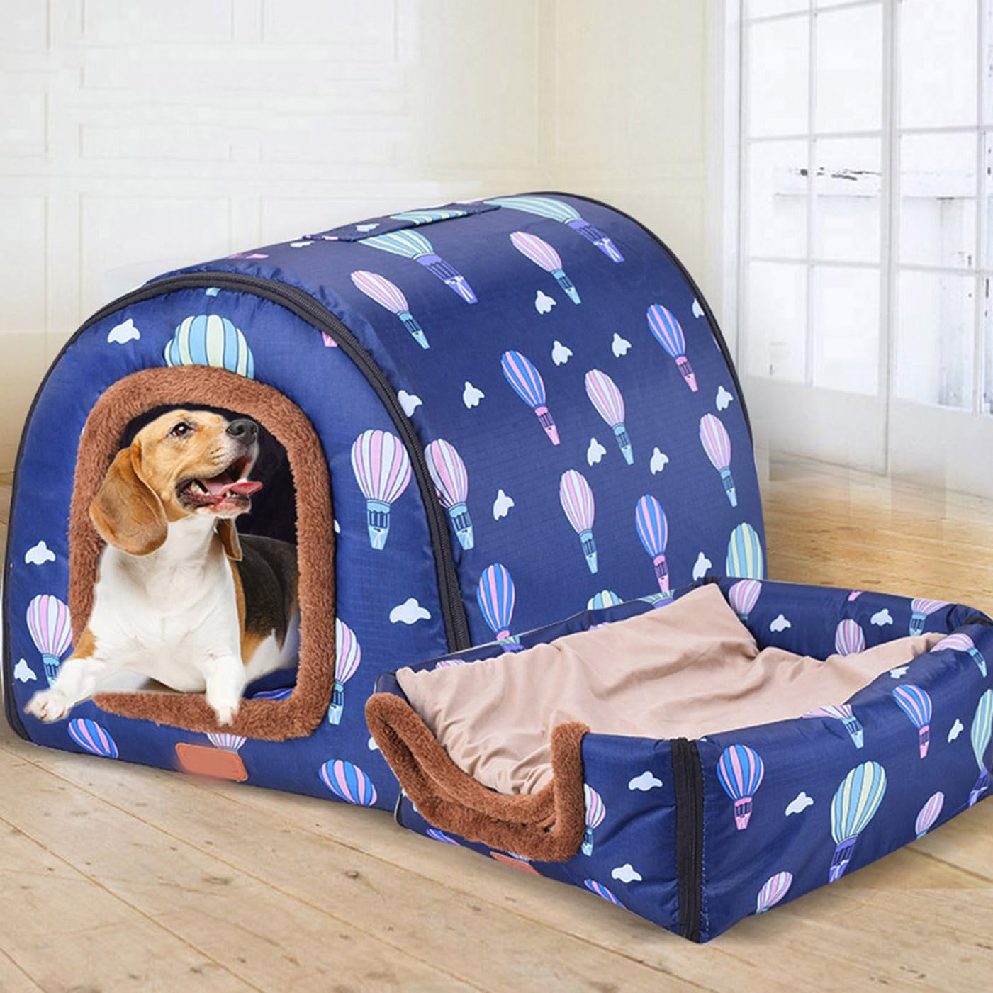 qing yun Large Dog House Kennel Luxury Warm Dog Cushion Bed,XL XXL Indoor Dog Kennel House Large Dog Bed Cat Cave Igloo Indoor Outdoor Washable (3XL 105 * 80 * 78cm,C)