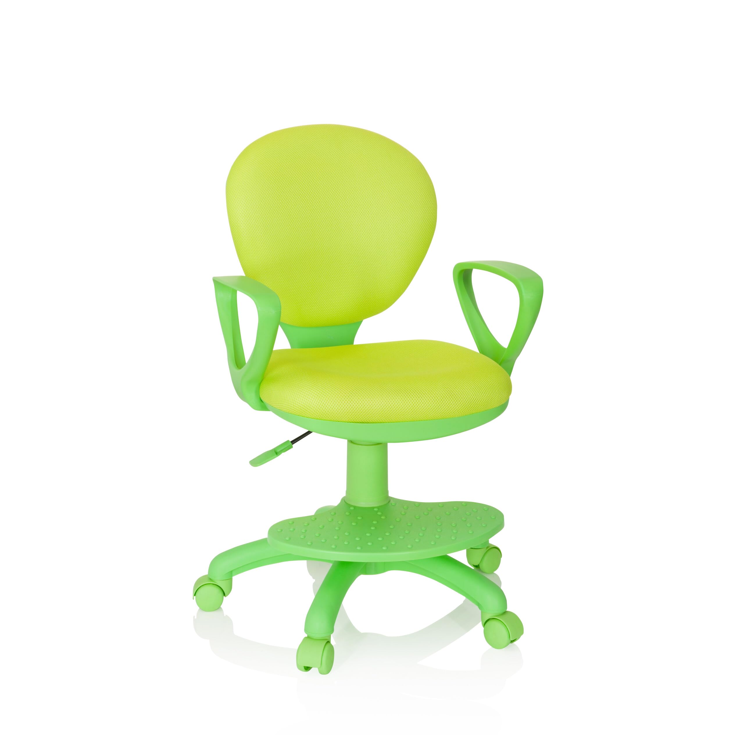 hjh OFFICE 670979 Silla de Escritorio para niños Kid Colour Tela Verde, Silla giratoria con apoyabrazos y reposapies