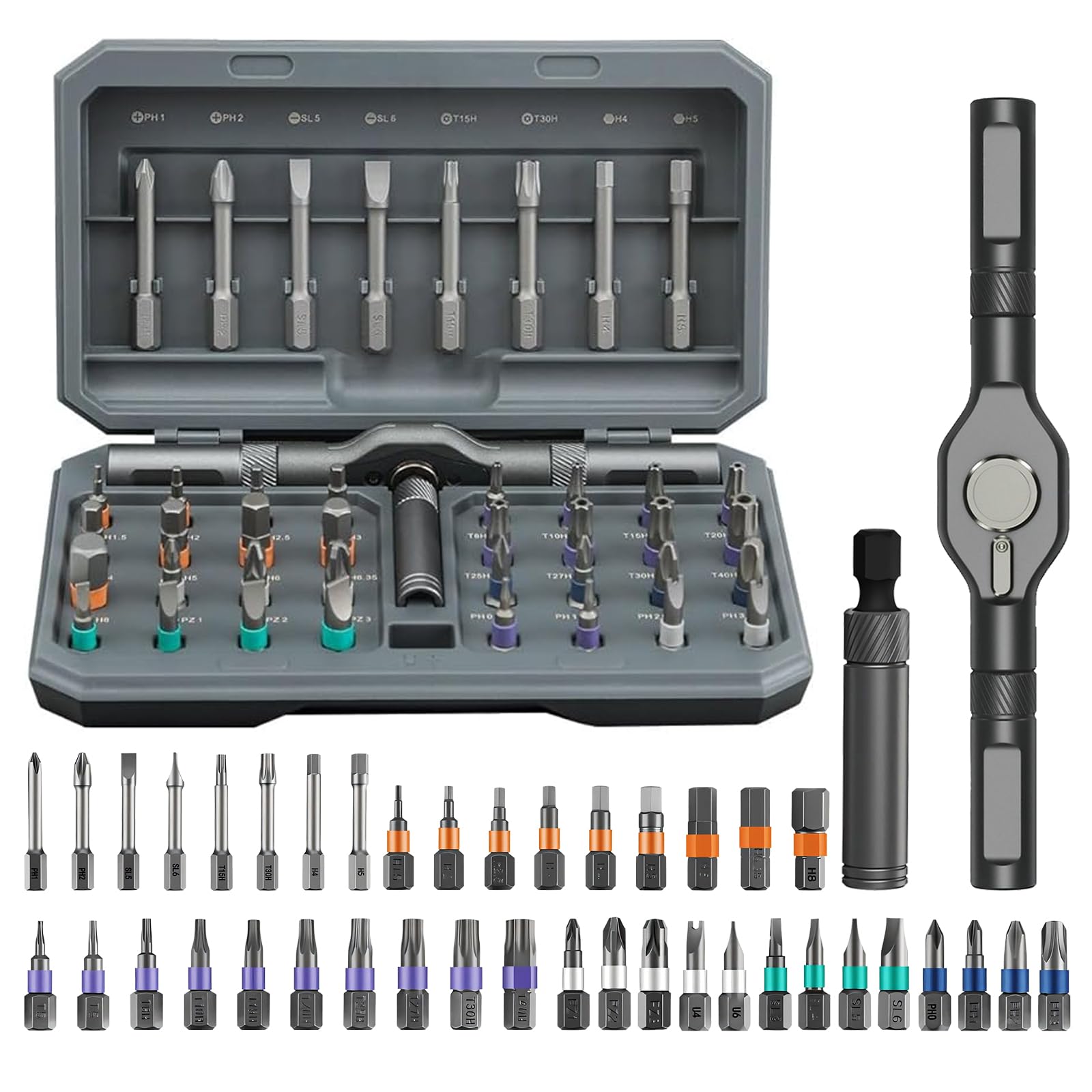 42 in 1 Magnetic Screwdriver Set|Ratcheting Screwdriver Set with Detachable Ratchet Handle|Portable Compact Repair Tool Kit for Computer,Furniture,