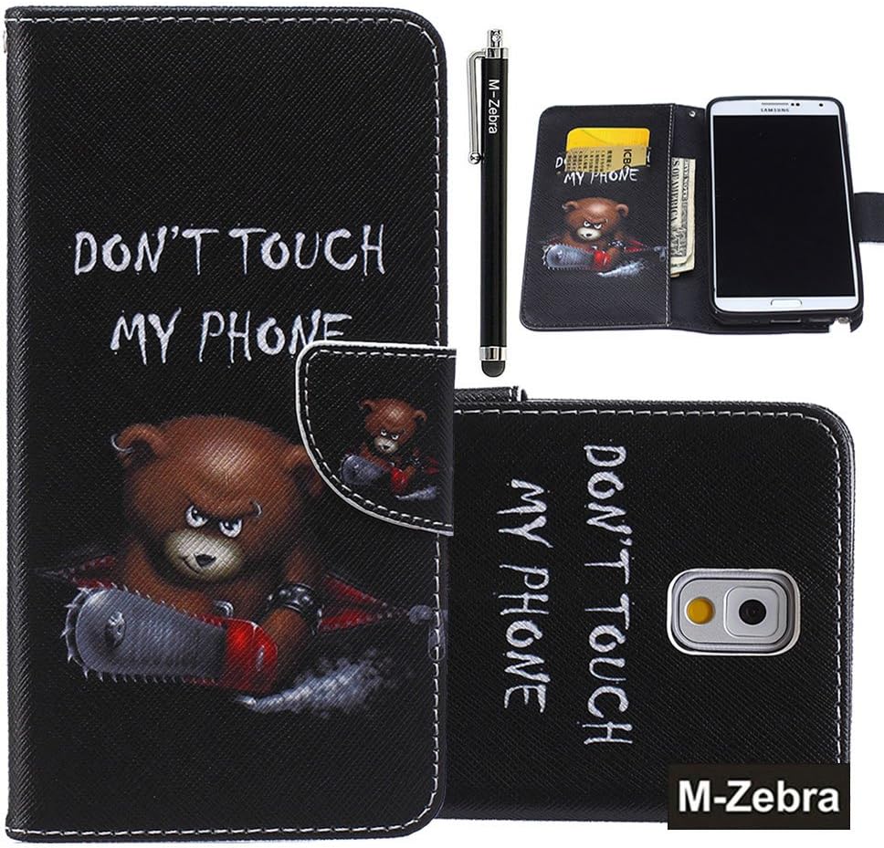 Note 3 Case, Galaxy Note 3 Wallet Case, M-Zebra Note 3 Wallet Case [Wallet Function] Flip Cover Leather Case for Samsung Galaxy Note 3, with Screen Protectors+Stylus (Bear)