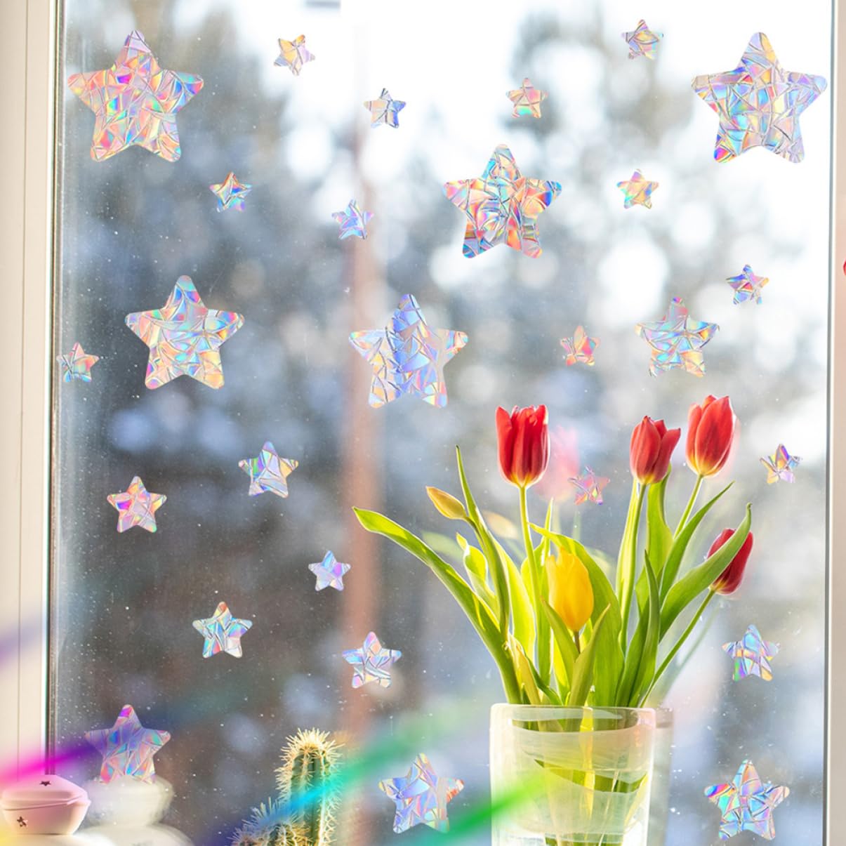 PRETYZOOM 10juegos Pegatinas Adhesivas De Estrellas Para Ventanas Decorativas y Anticolisión De Para Captar Luz Solar y Proteger Aves Para Hogar y Oficina