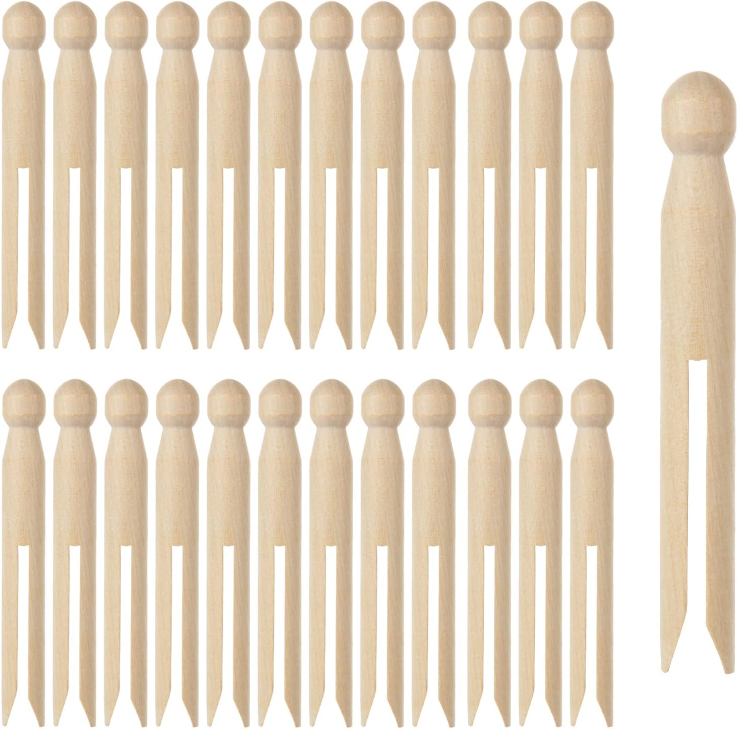 100 Pcs Dolly Pegs, 11cm Natural Wooden Dolly Pegs for Washing Lines, Vintage Dolly Wooden Clothes Pegs for Washing Line Hanging Clothing Crafting DIY