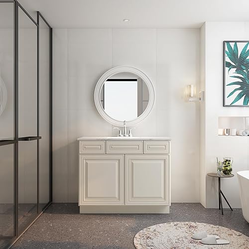 Miniatura 2 de ROOMTEC Armario con base de cajón de lavabo de baño montado de 42 pulgadas, almacenamiento de fregadero individual de gran capacidad con puertas de