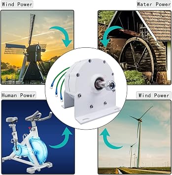 5000W Permanent Magnet Generator, Low RPM AC Gearless Alternator with Charge Controller12v 24V 48V 220V for Wind Water Turbine Diesel Engine (with Base)