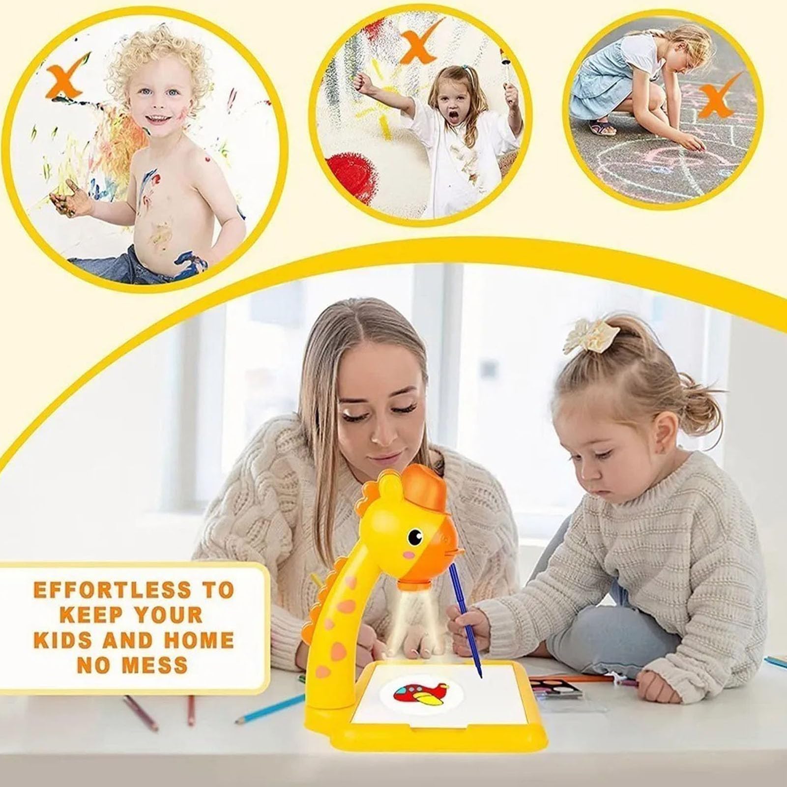 Proiettore da Disegno per Bambini, Proiettore per Tracciare e Disegnare Giocattolo con Luce e Musica, Proiettore Intelligente per Bambini Sketcher Lavagna per Scarabocchi (S