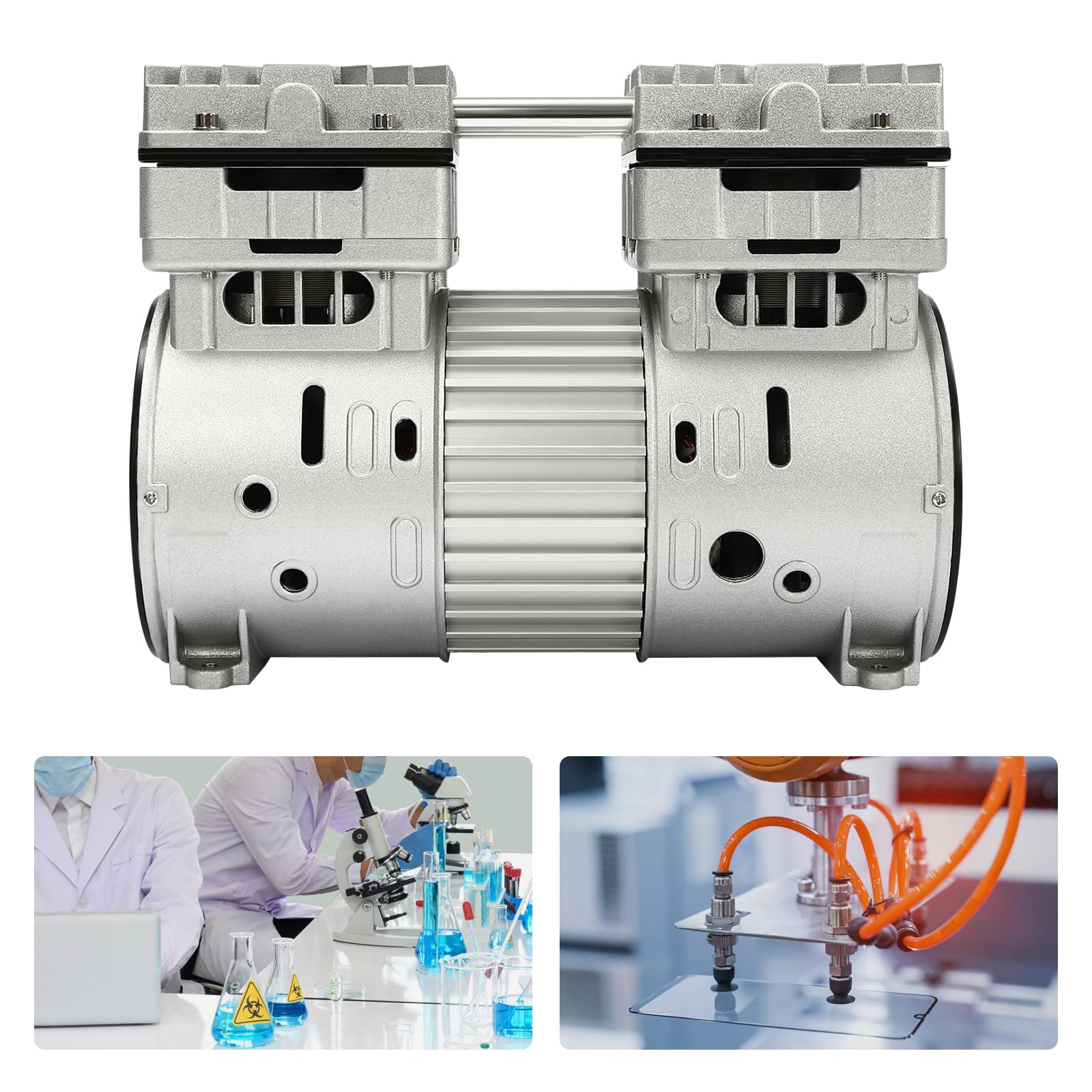 Bomba de vacío sin aceite, compresor de aire, 800 W, silencioso, estable, ecológico, motor de cobre, ideal para laboratorio, medicina, procesamiento de alimentos