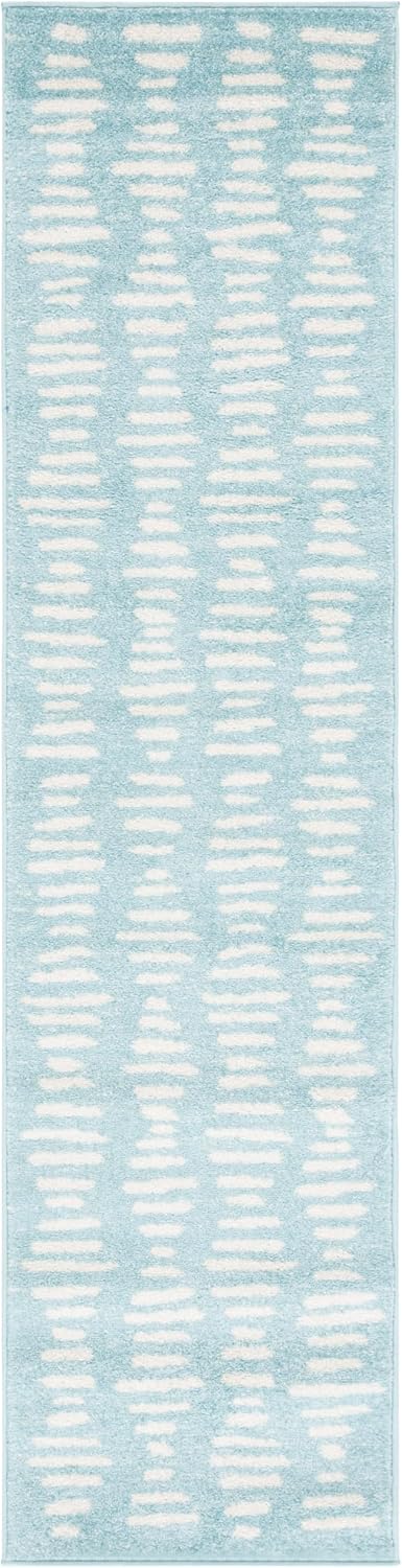 SAFAVIEH Tulum Collection Runner Rug - 2' x 8', Turquoise & Ivory, Modern Boho Design, Non-Shedding & Easy to Clean, Ideal for Living Room, Hallway, Foyer, Entryway, Bedroom (TUL644K)