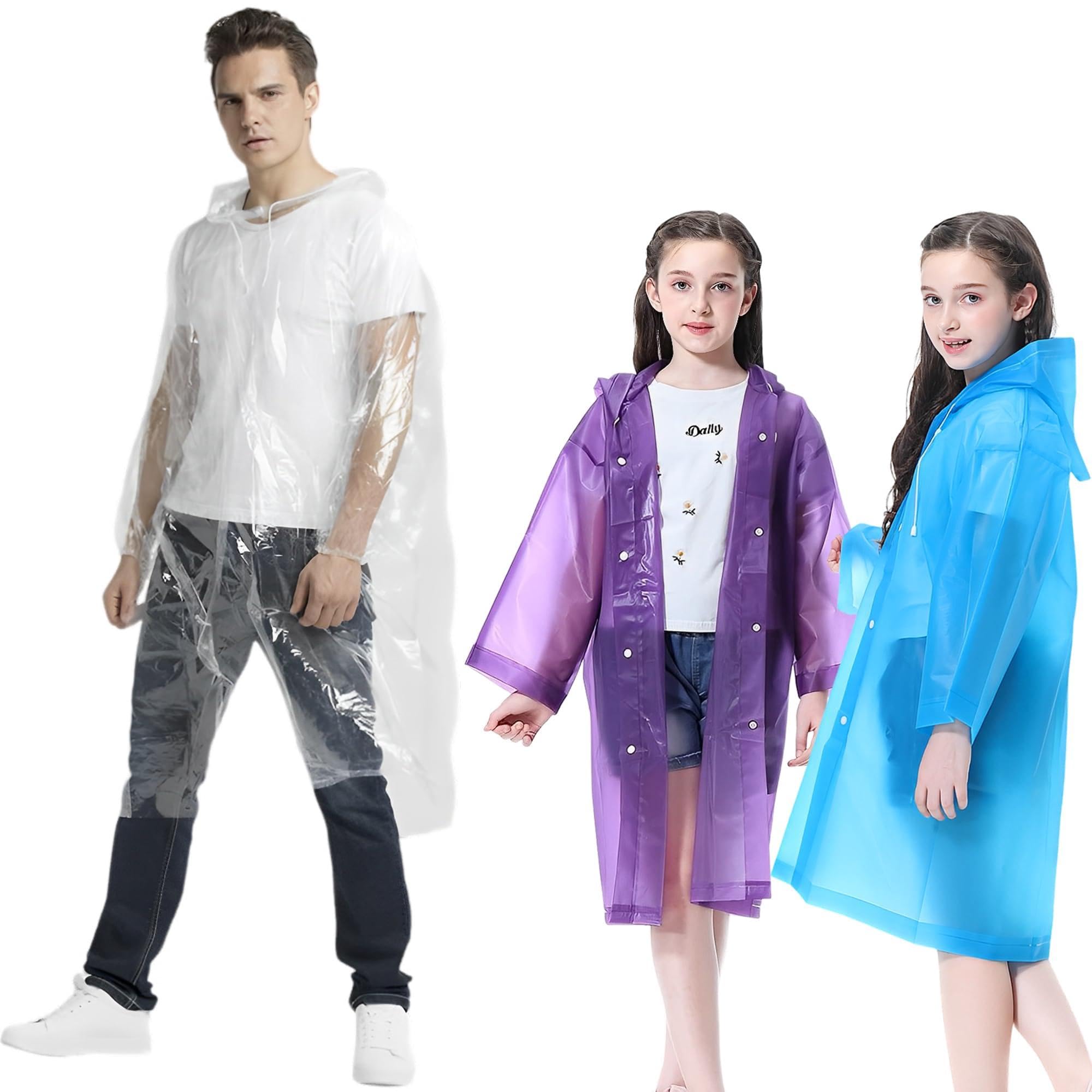 Protection Intempéries Ponchos De Pluie EVA Transparents - Lot De 3 Capes Imperméables Pliables Pour Randonnée, Vélo, Voyages Cape De Pluie EVA