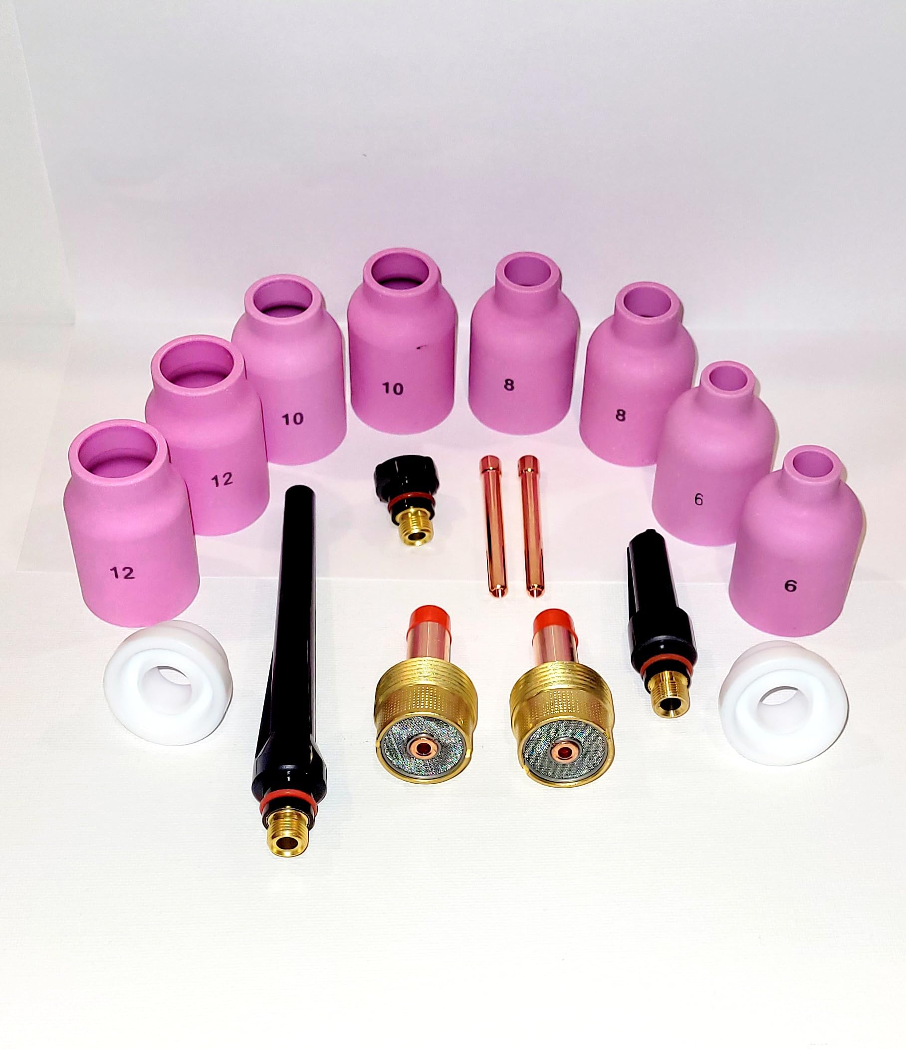 24PC Tig Kit Gas Lens Ceramic Cups Jumbo Large Diameter (3.2) 1/8 Collet 45V116 (3.2) 1/8 Gas Lens 995795#6#8#10#12 Jumbo Cups (57N75 57N74 53N88 53N87) fits WP17/18/26 Torch