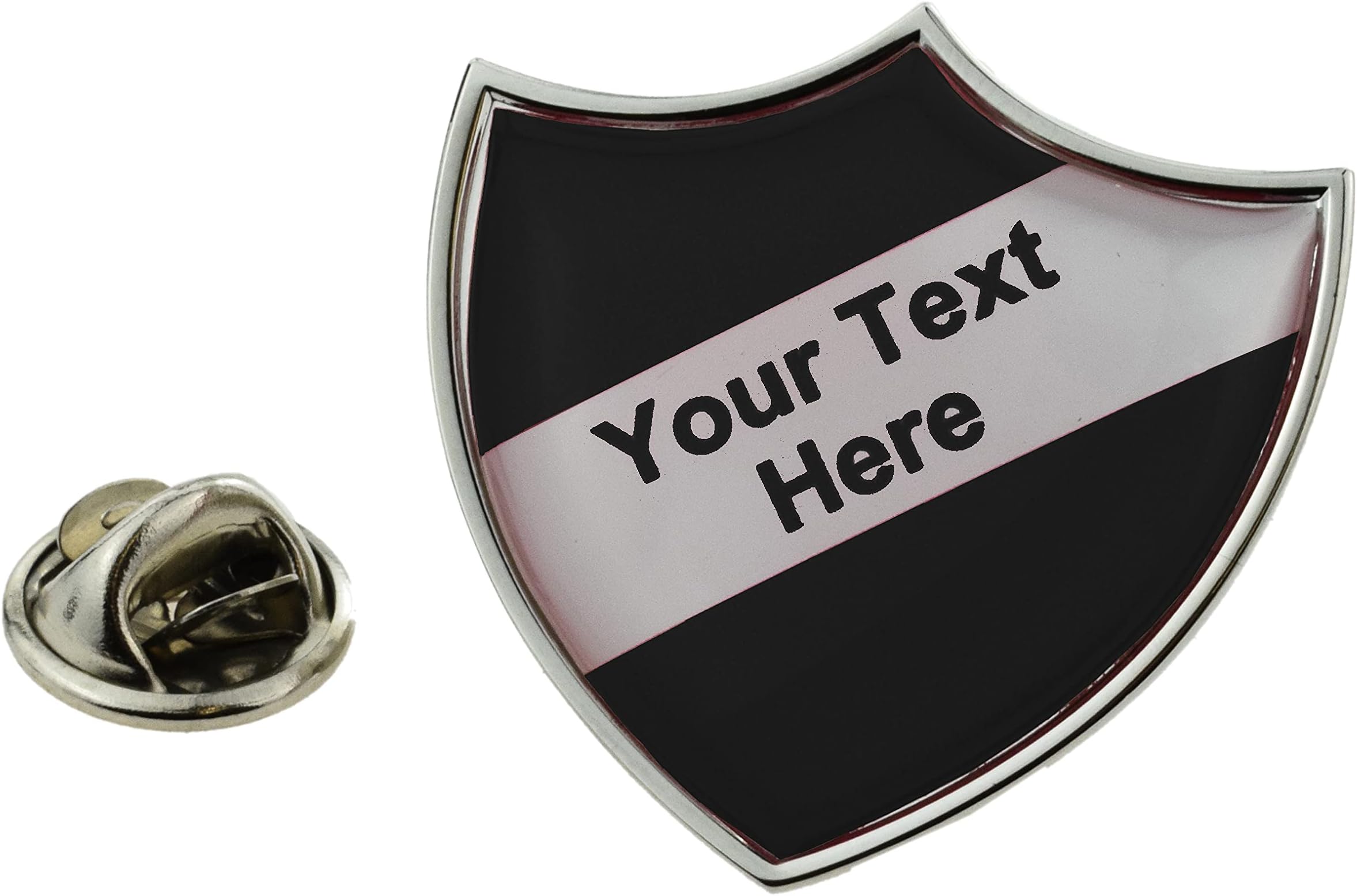 GIFTSEARCHPersonalised Black with a White Stripe Retro School Lapel Pin Badge XSB033