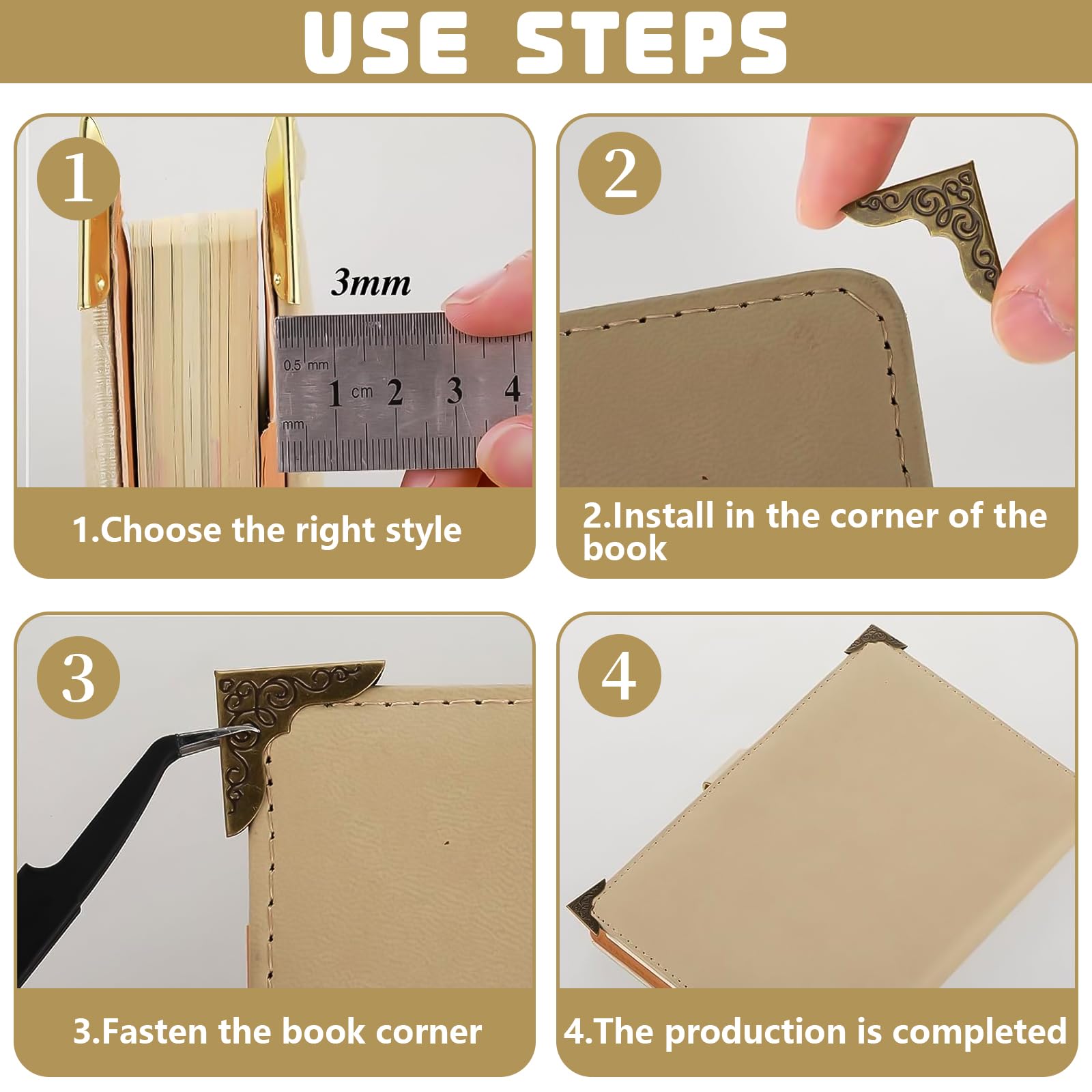 360 Angoli Protettori Per Libri In Metallo - 23mm E 30mm, 3 Colori, Per Album E Decorazioni - Foto 9