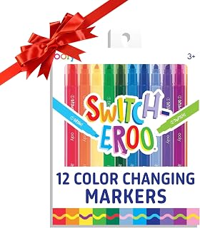 Ooly 12 Pack Switch-eroo Color Changing Markers, Dual Tip Markers for Kids, Double Ended Chisel Tip Marker Set Great for Art Supplies, Drawing and Stationery Sets