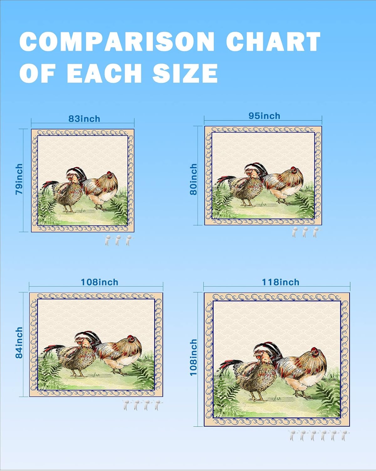 Beach Blanket, Vintage Farm Hens Chicken Sandproof Beach Mat 108"x84" Outdoor Picnic Blankets Green Grass Retro Ethnic Border Portable Picnic Mats for Vacation, Travel, Camping, Hiking