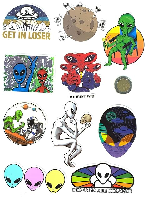 Foto 5 de 6 de SET PRODUCTS Top Pegatinas ! Juego de 50 Pegatinas de Extraterrestre Alien Vinilos - No Vulgares - Divertido