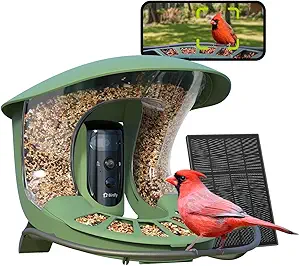 Birdfy 2 Smart Bird Feeder with Camera, Dual-Lens (2K+1080P) Camera for Live Streaming & Close-Up Photos, AI Identifies Bird Species, Solar-Powered Backyard Birdwatching Gift