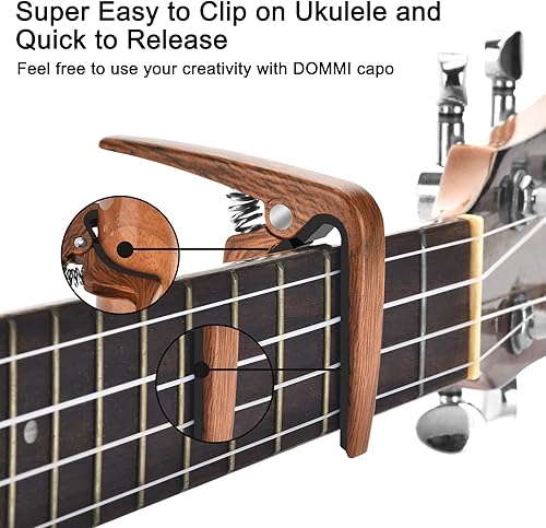 Vista 16 de DOMMI Cejilla para guitarra acústica, eléctrica, ukelele, bajo (negro+palisandro)