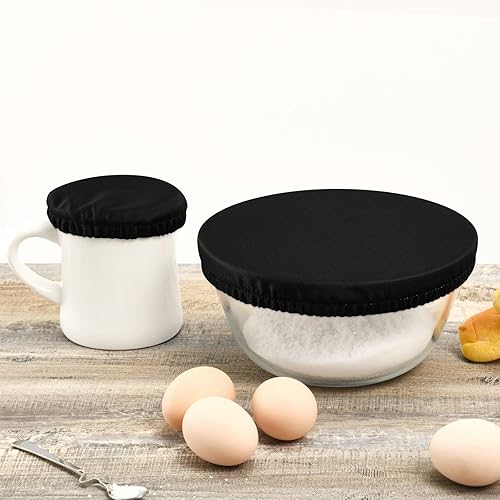 Miniatura 5 de Fundas de tela reutilizables negras – 5 piezas lavables elásticas para almacenamiento de alimentos de algodón para frutas y sobras