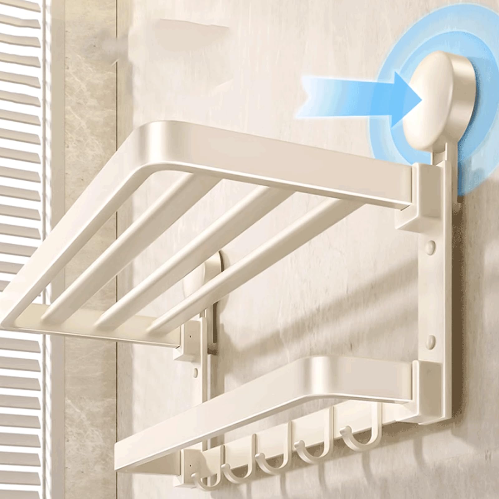 Versátil Estante de baño montado en la Pared, Estante de baño con Ventosa, Estante de baño de Aluminio, Estante de baño Plegable Multifuncional Sólido