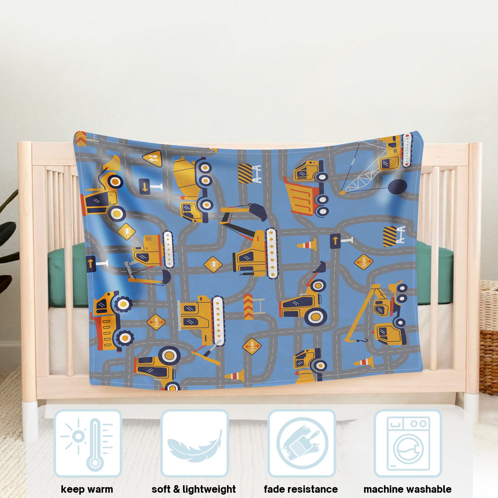 WALLDOR 3D Traktor Kuscheldecke Für Kinder 130x150 Cm – Microfaser Flanell, Waschbar, Weich