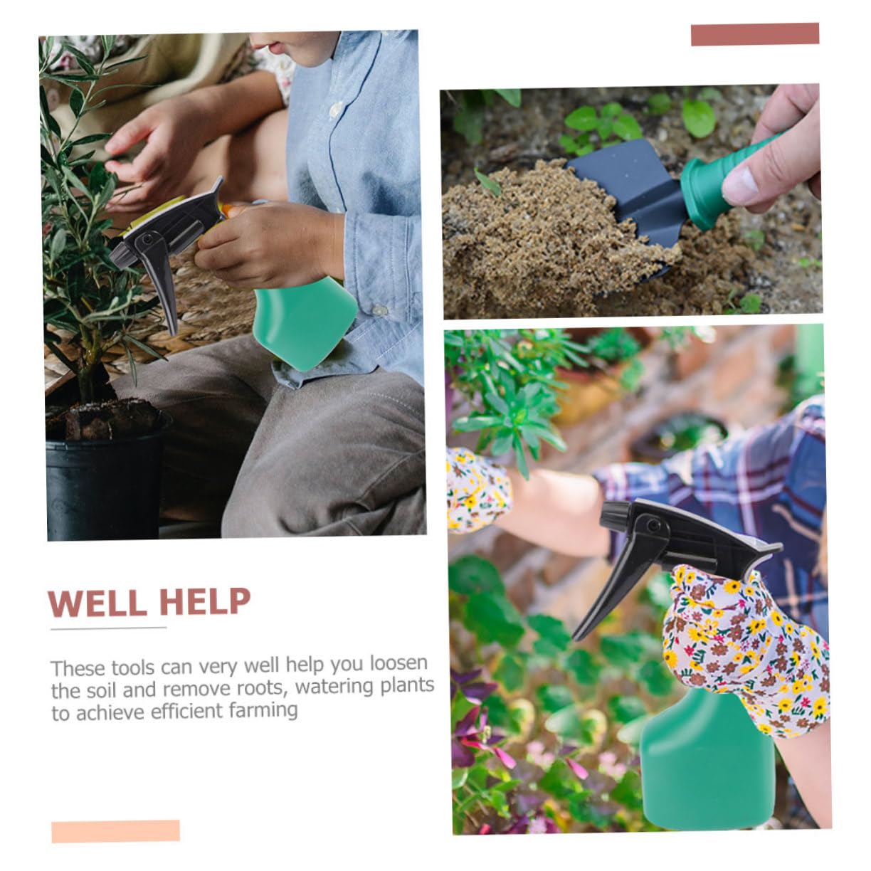 Toyvian Outils De Jardinage avec Pelle Râteau Ciseaux Pulvérisateur Et Étui De Rangement pour Plantation Et Ameublissement Sol