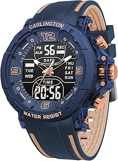 Carlington Velocity Series Analog-Digital Sports Watches for Men and Boys with Alarm, Stopwatch, Backlit Display, Dualtime, Silicone Rubber Strap, Water & Shock Resiatant - CT_8140