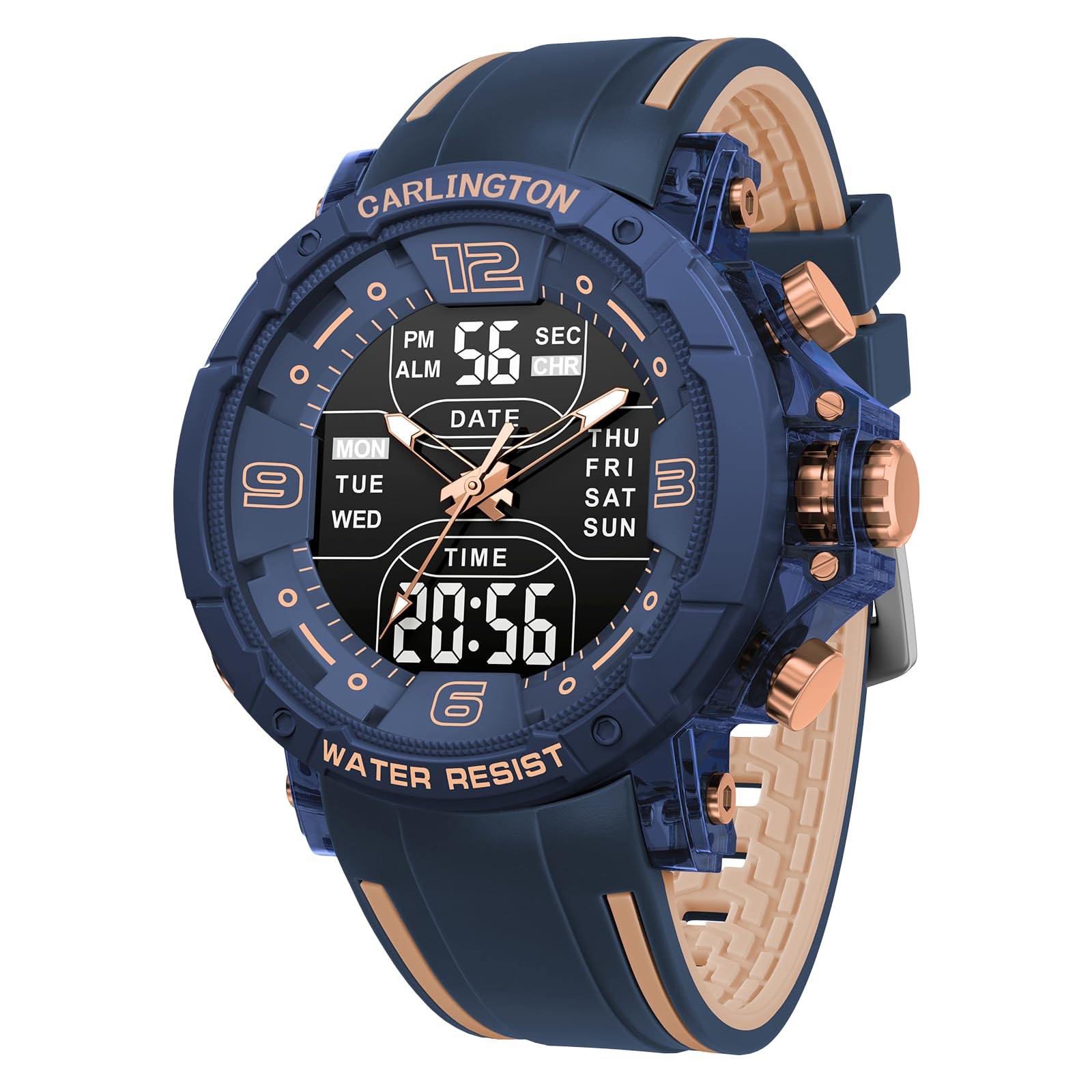 carlington Velocity Series Analog-Digital Sports Watches for Men and Boys with Alarm, Stopwatch, Backlit Display, Dualtime, Silicone Rubber Strap, Water & Shock Resiatant - CT_8140-picture-16