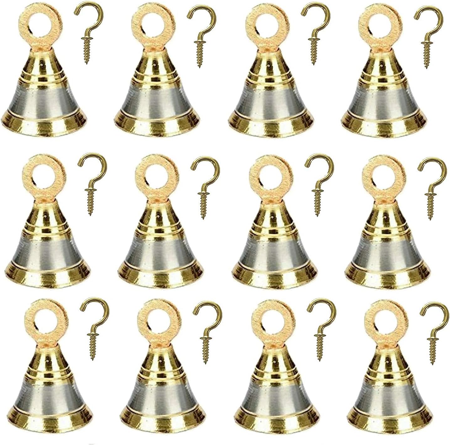 Decorative Bells for Home Decor Metal Brass Bell Gold Colour Tree Hanging Ornaments Garlands Decoration Size 2 inch (20)