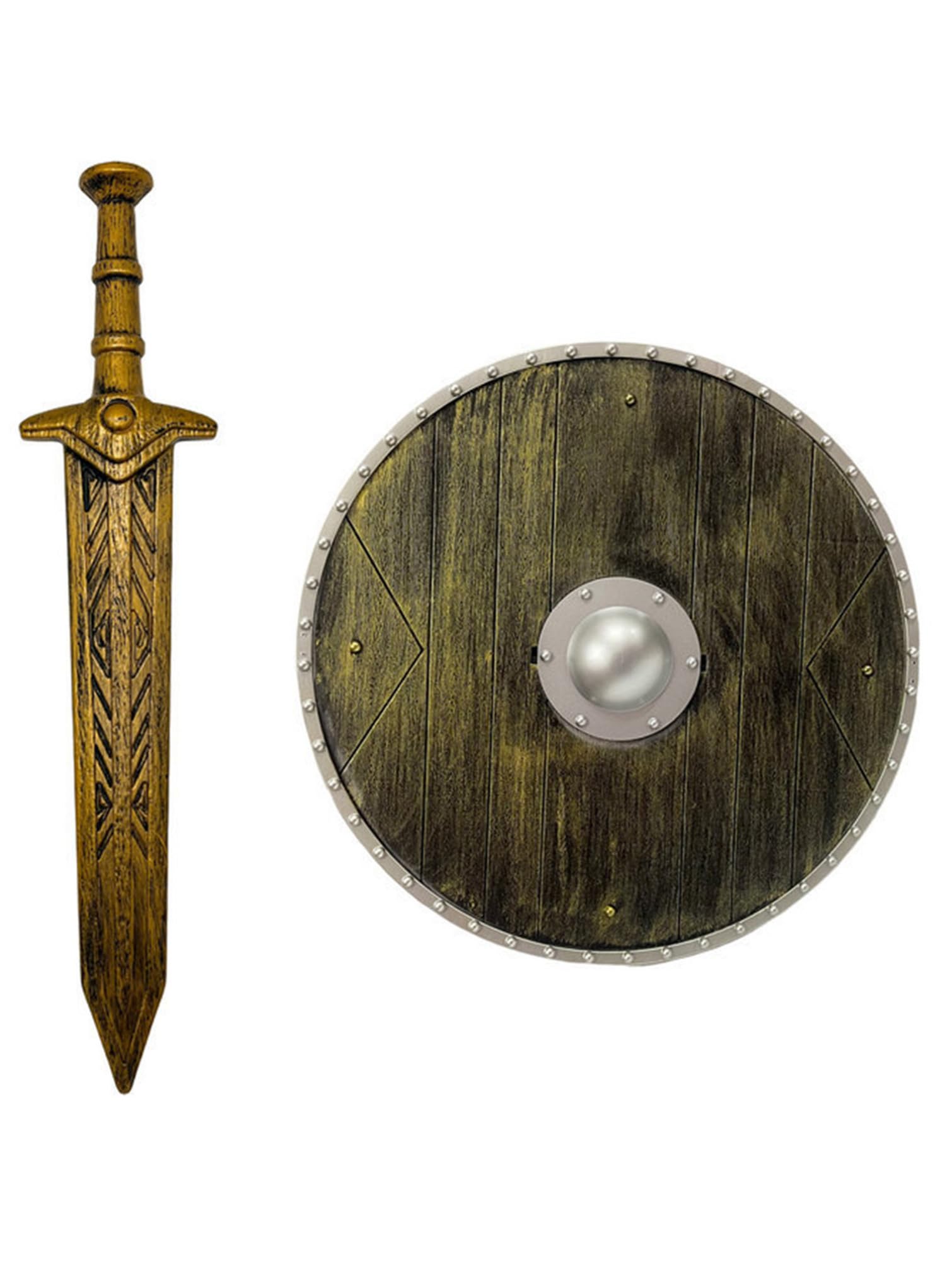 TiaoBug Knight Costume Props for Adults Kids Collectible Prop 2 Pcs with Gold Sword One Size