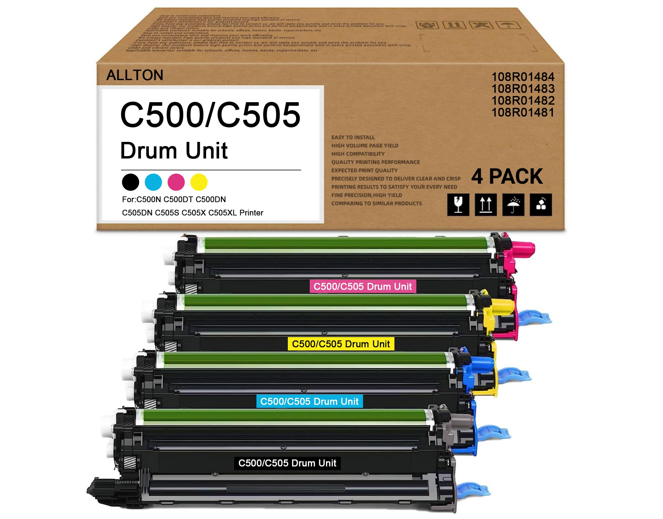 Allton VersaLink C500 C505 Drum Cartridge Comparible 108R01484 108R01483 108R01482 108R01481 Drum Unit Replacement for C500N C500DT C500DN C505DN C505S C505X C505XL Printer