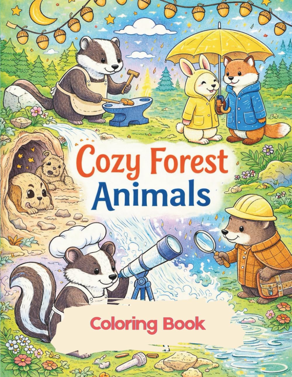 Cozy Forest Animals Coloring Book