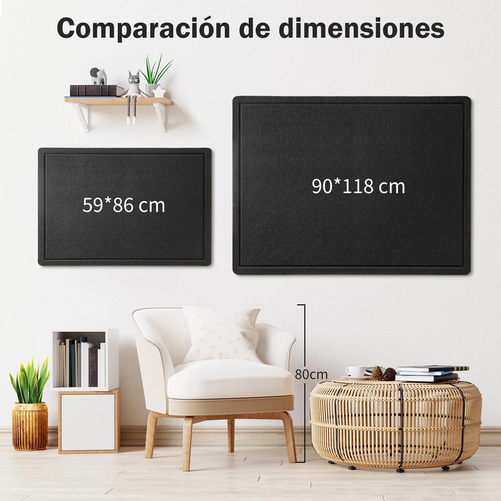 Tableau D'Affichage En Feutre 60x40cm Avec 30 Punaises - Tableau Photo Autocollant Pliable