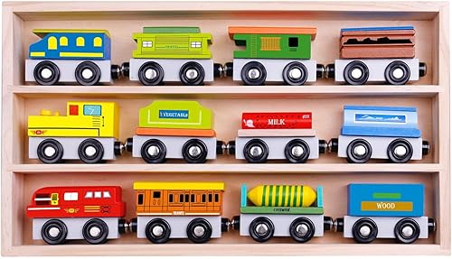 Miniatura 5 de Pidoko Kids Juego de tren de madera  12 piezas de coches motores  Compatible con Thomas Train Set Tracks y las principales marcas  Juguete perfecto