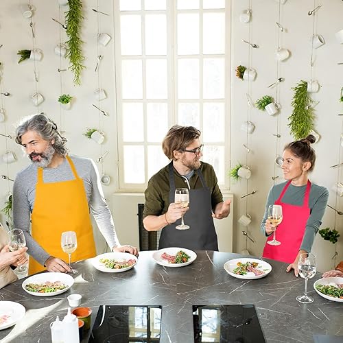 Miniatura 5 de Bonuci Delantales de cocina unisex a granel con 2 bolsillos para mujeres adultas, cocinero