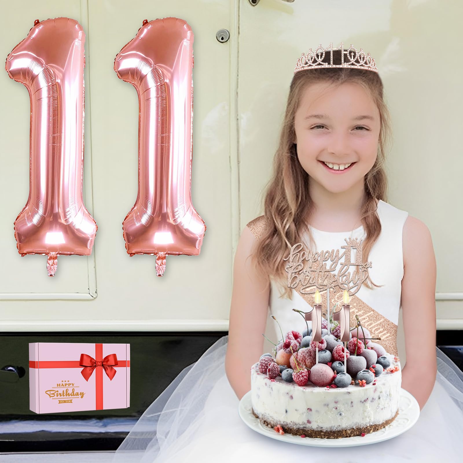 Lot De 8 Décorations De 11e Anniversaire Pour Filles, Y Compris Une Décoration De Gâteau De