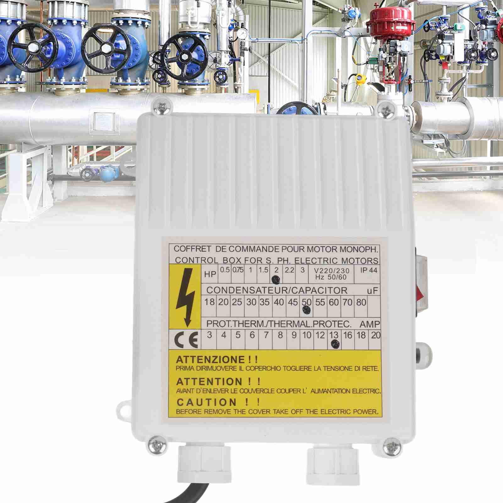 Kontroler Pompy Głębinowej, Skrzynka Sterownicza 1500W 220V, Zabezpieczenie Przeciwprzepięciowe, Materiał ABS i Miedź, Wtyczka EU