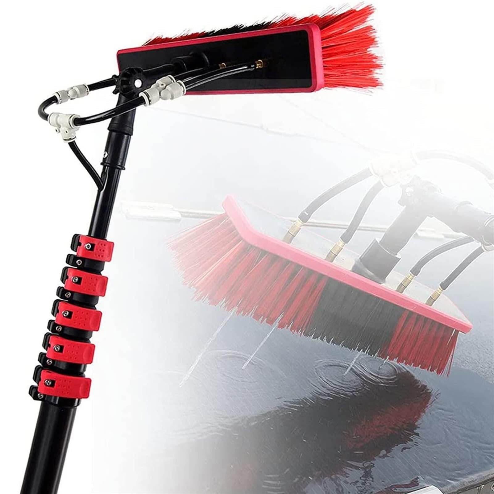 Outil de nettoyage et de lavage des fenêtres télescopique léger avec brosse à eau continue