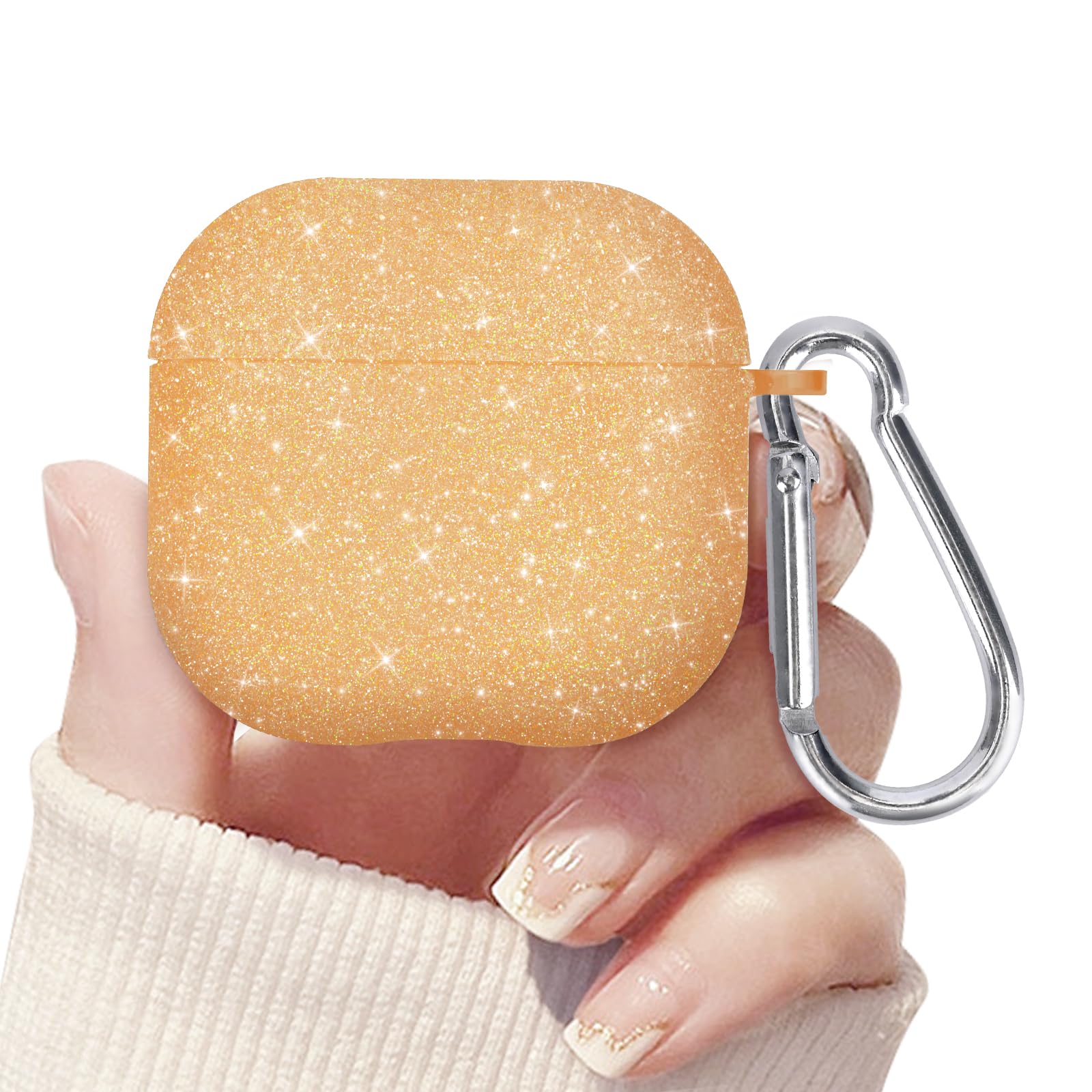 Newseego for Airpods 4 Case, Luxury Cute Sparkle Bling Shiny Case with Keychain for Women Girls Men Anti-Lost Anti-Scratch Soft TPU Shockproof Protective Glitter Cover for AirPods 4th-Gold