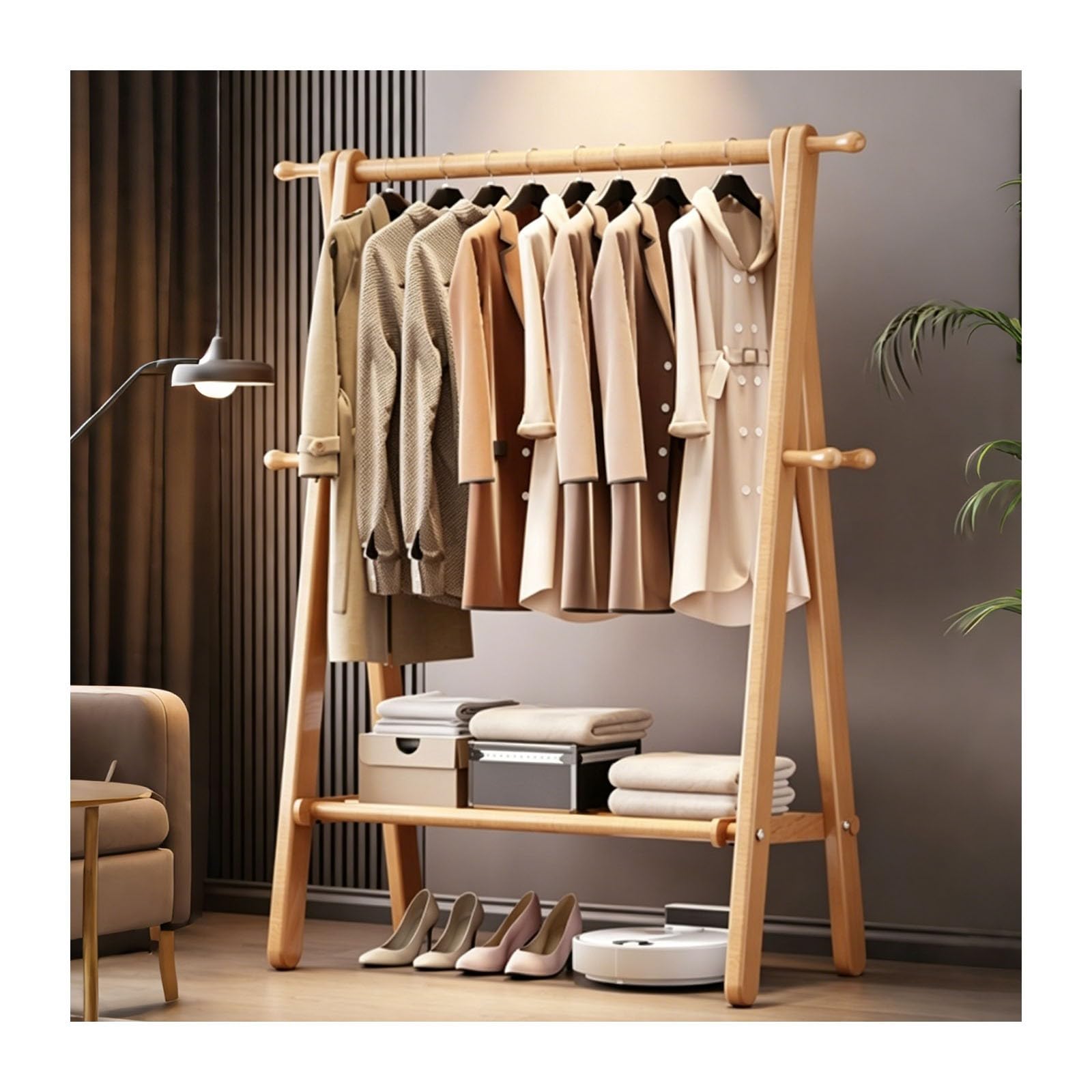 SXDHOCDZ Solid Wood Hangers, Easy to Assemble Hangers, Suitable for Living Room Corners(natural wood,100cm)