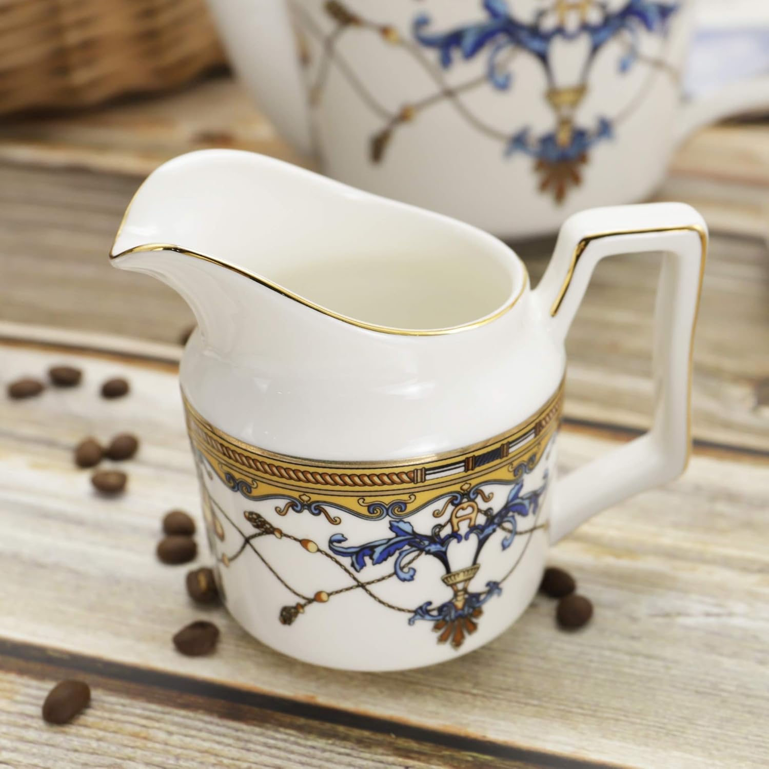 Review fanquare 15 Pieces Porcelain Tea Sets British Royal Series, Blue Vintage Pattern China Coffee Set, Tea Service for Adults