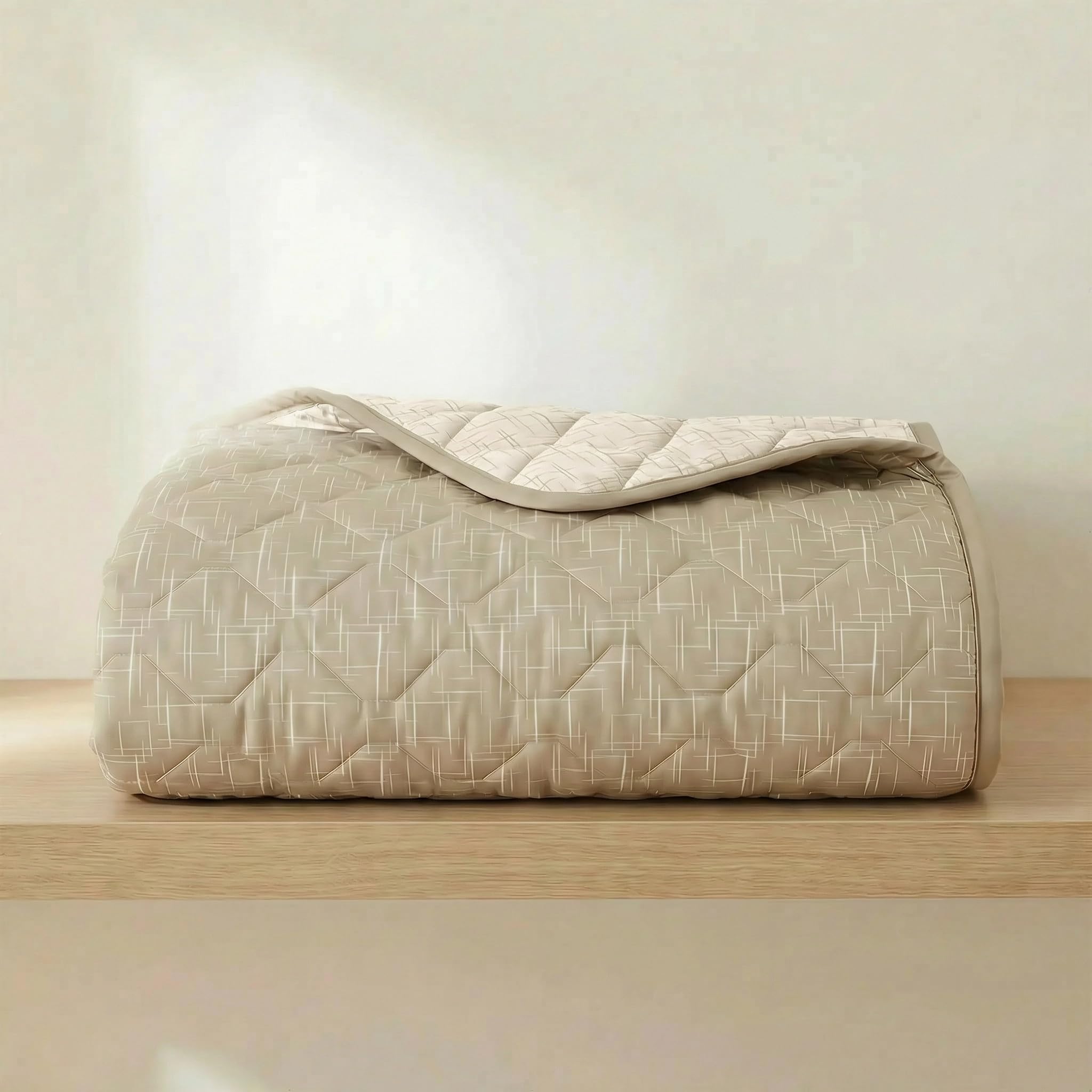 Mahome Trapuntino Piazza e Mezzo Primaverile Estivo in 100% Puro Cotone 220x260 cm Leggero Double Face - Copriletto Trapuntato morbido Traspirante Anallergico - Made in Italy – Climp Tortora - 2
