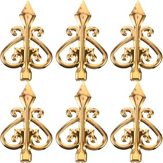 Garneck 6pcs Aluminium Alloy Fence Spear Tops Elegant Curve Design, Easy to Install and High Wear Resistance, Decorative Garden Fence Accessory for Outdoor Yard Security