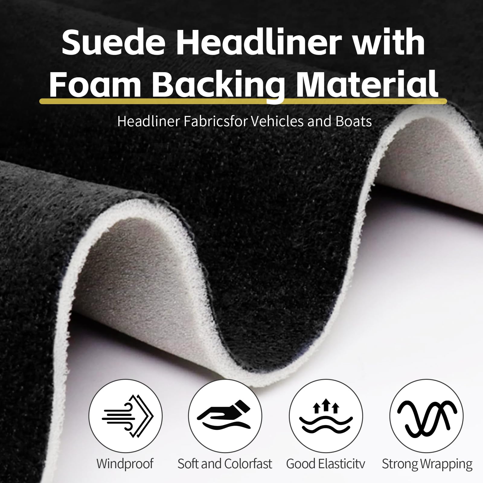 Tela de Microfibra para Cabina,250x150cm Faux Suede Fabric Velour,Tela de Forro de Techo de Automóvil con Respaldo de Espuma de 4mm,para techos de coche/camión/SUV/RV,Reparación de Hogares,DIY