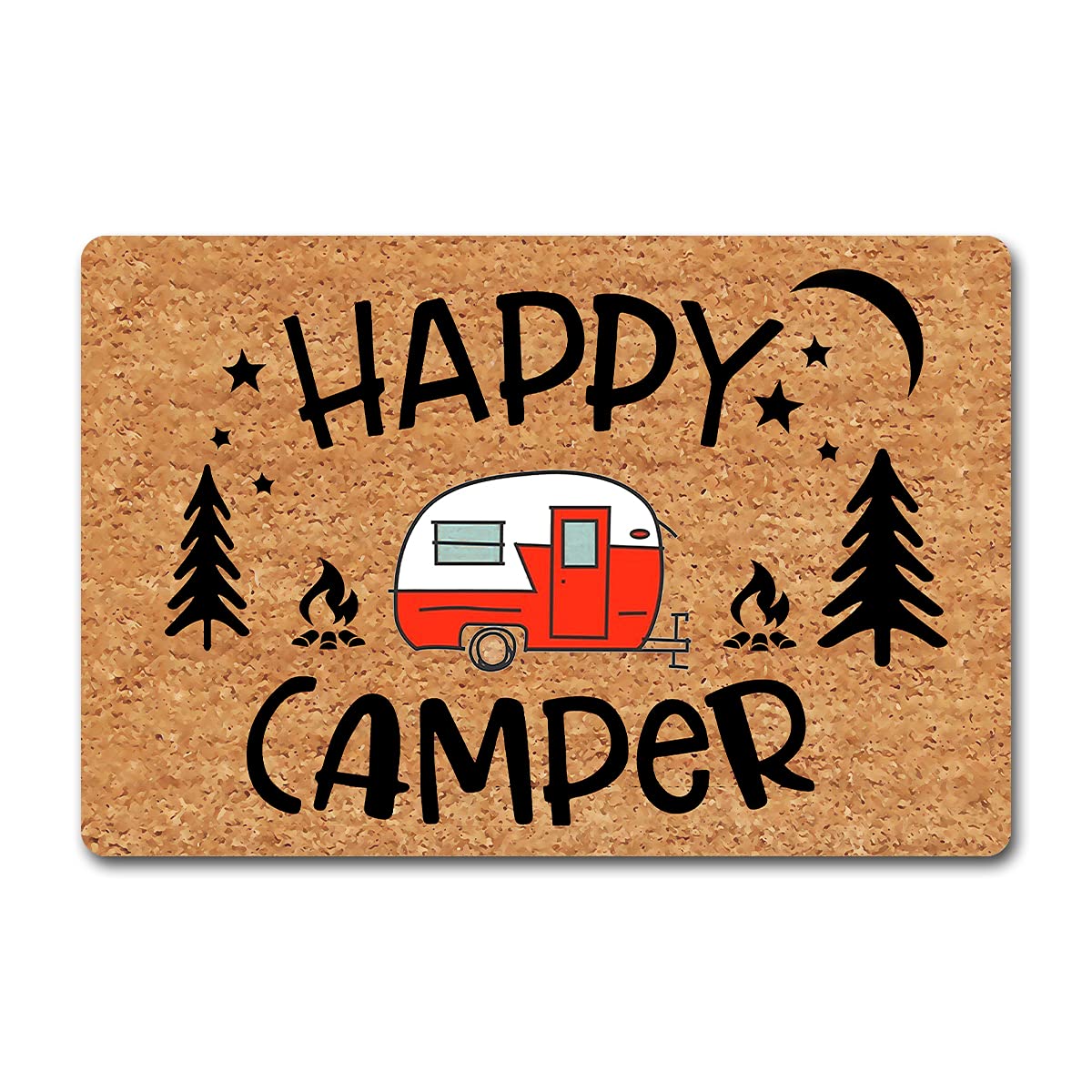 Funny Welcome Indoor Enrrance Door Mats for Front Door Happy Camper Fire Camper Truck Doormat Personalized Monogram Kitchen Rugs and Mats With