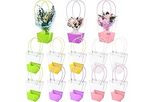 10 Pack Clear Flower Gift Bags with Handle