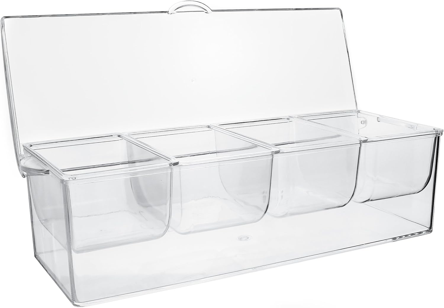  | Estilo Condiment Server with Lid, Condiment Organizer on Ice, Clear Container with 4-Section Organizer, Condiment Server Caddy on Ice: Condiment Pots